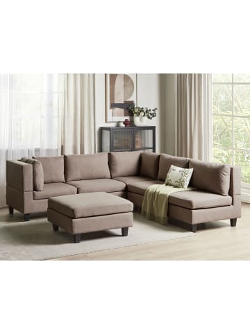 Beliani 6-tlg Modulsofa UNSTAD in Braun/Schwarz