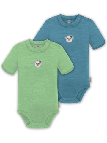 Normani Outdoor Sports 2er Set Doppelpack Baby Merino Body in Grün/Blau