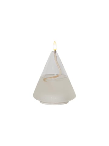 STAR Trading LED Kerze ,Flamme Float' im Glas, Ölkerzen-Optik, Gelkerze mit Docht,