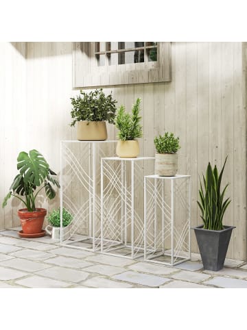 Outsunny Pflanzenständer,30L x 30B x 70H cm,Weiß