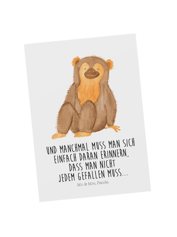 Mr. & Mrs. Panda Postkarte Affe mit Spruch in Weiß