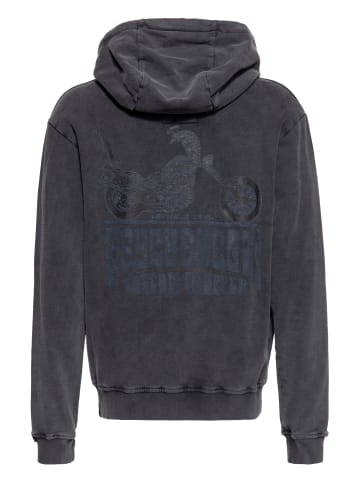 King Kerosin King Kerosin Acid washed Zip Hoodie Psychedelic Custom Chopper in schwarz