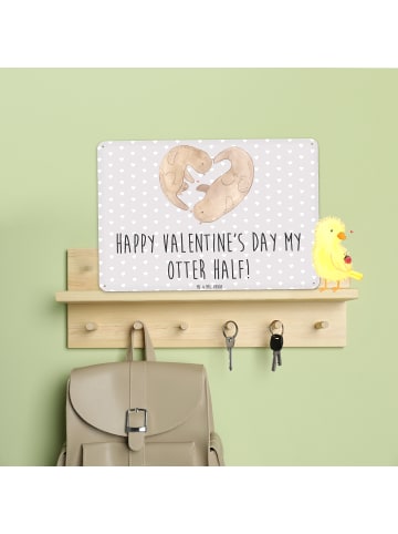 Mr. & Mrs. Panda Wandbild Otter Valentine mit Spruch in Grau Pastell
