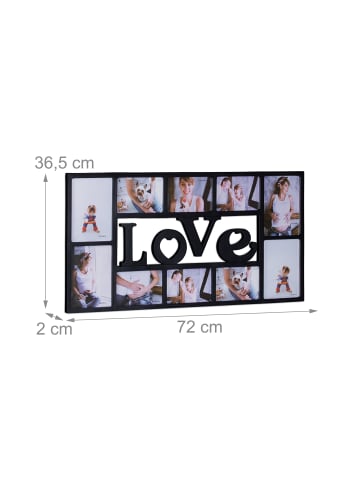 relaxdays Bilderrahmen LOVE in Schwarz - (B)72 x (H)36,5 x (T)2 cm