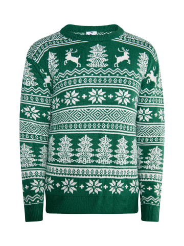 MO Herren X-Mas-Pullover in Grün Weiss
