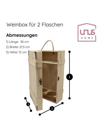 UNUS Weinkiste aus Holz rustikal in Braun