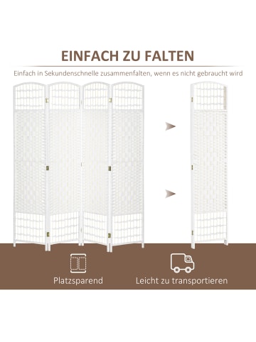 HOMCOM Paravent-160L x 1,5B x 170H cm-Weiß
