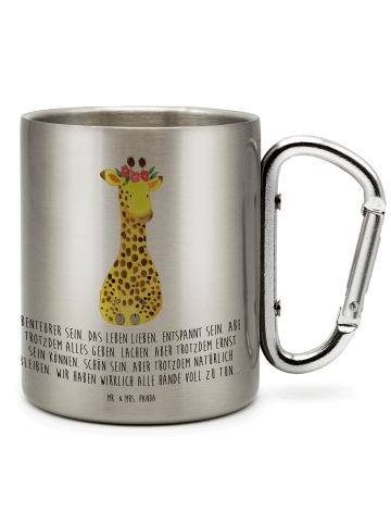 Mr. & Mrs. Panda Edelstahlbecher Giraffe Blumenkranz mit Spruch in Silber