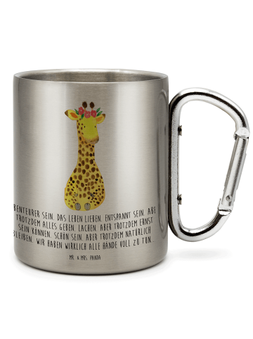 Mr. & Mrs. Panda Kaffeebecher Giraffe Blumenkranz mit Spruch in Silber
