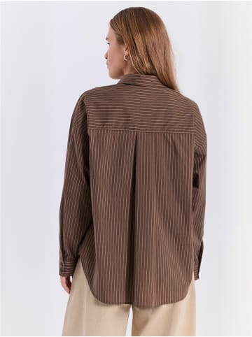 Hemd Augusta in Dark Brown with Stripes