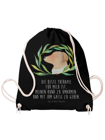 Mr. & Mrs. Panda gym tasche Hund Blumen mit Spruch in Schwarz