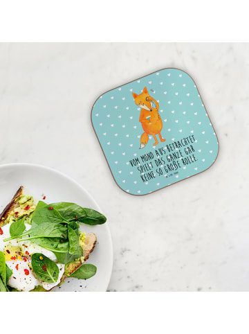 Mr. & Mrs. Panda Flaschenuntersetzer Fuchs Lord mit Spruch in Türkis Pastell