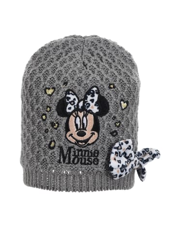 Disney Minnie Mouse Wintermütze Strick mit Schleife in Grau