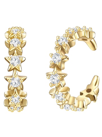 Glanzstücke München Ohrklemmen Sterne aus Sterling Silber mit Zirkonia in gelbgold