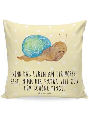 Mr. & Mrs. Panda 40x40 Kissen Schnecke Sir mit Spruch in Gelb Pastell