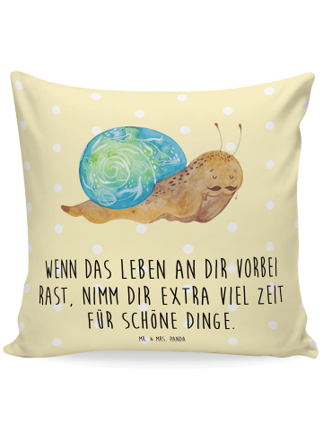 Mr. & Mrs. Panda Zierkissen Schnecke Sir mit Spruch in Gelb Pastell
