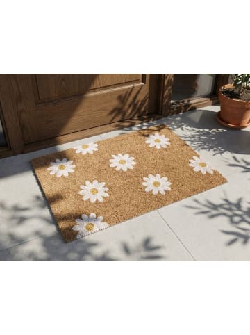 Beliani Fußmatte TOPKO in Naturfarben/Weiß - (W) 40 x (L) 60 cm