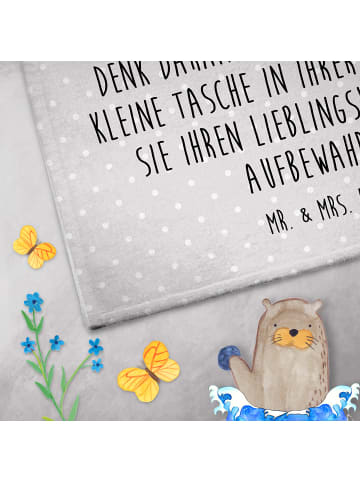 Mr. & Mrs. Panda Gästetuch Otter Stein mit Spruch in Grau Pastell