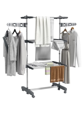 HOMCOM Wäscheständer-142L x 55B x 152H cm-Grau