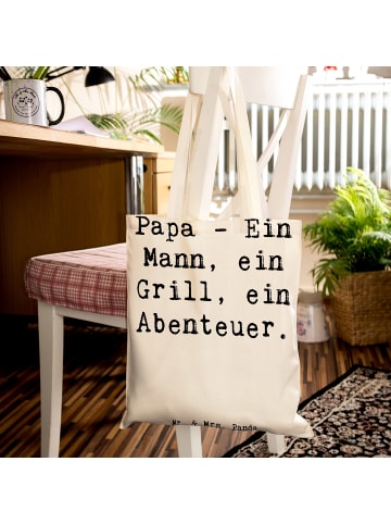 Mr. & Mrs. Panda Jutetasche Spruch Papa Abenteuer mit Spruch in Creme