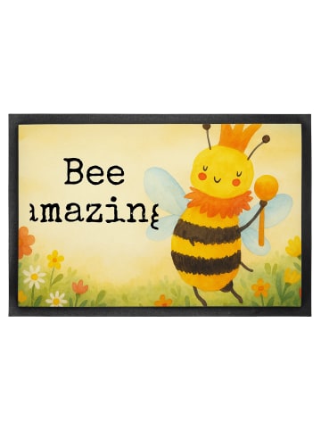 Mr. & Mrs. Panda Türmatte Biene König Design mit Spruch in Weiß