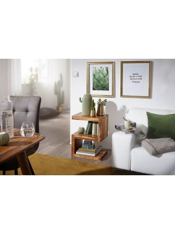 KADIMA DESIGN Beistelltisch S-Cube: Sheesham-Holz, S-Form, 44x30 cm, 60 cm Höhe in Braun