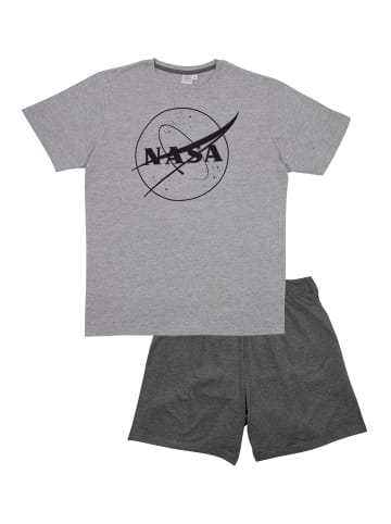 United Labels NASA Schlafanzug Pyjama Set Kurzarm Oberteil mit Hose in grau