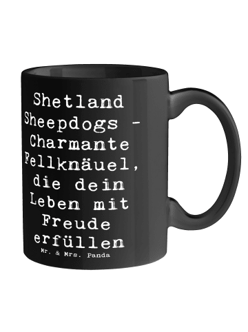 Mr. & Mrs. Panda Tasse Spruch Shetland Sheepdog Glücksbringer mi... in Schwarz
