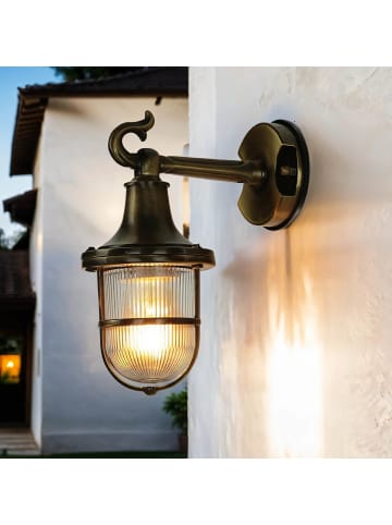 Licht-Erlebnisse Außen Wandlampe (B)11.5 x (H)25 cm in Messing AntikMessing Antik
