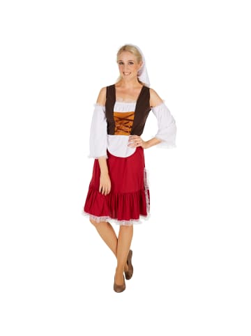 tectake Wundervolles, langes Kleid im Mittelalter-Stil, rot/weiß
