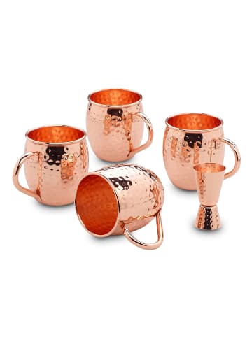 Echtwerk 5 tlg. Set Moscow Mule Kupferbecher im Hammerschlag-Look 500 ml in Kupfer