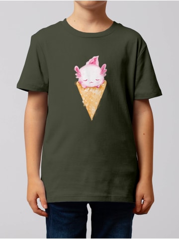 wat? Apparel T-Shirt Axolotl ice cream in Khaki