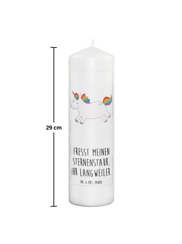 Mr. & Mrs. Panda Kerze Einhorn Happy mit Spruch in Weiß