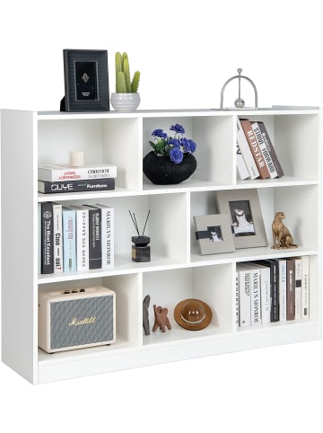 COSTWAY Bücherregal mit 8 Fächern in Weiß