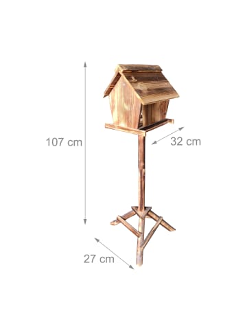 relaxdays Vogelfutterhaus in Braun - (B)32 x (H)107 x (T)27 cm