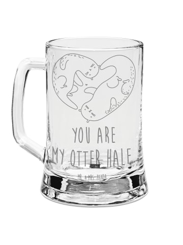 Mr. & Mrs. Panda Gravur Bierkrug Otter Herz mit Spruch in Transparent