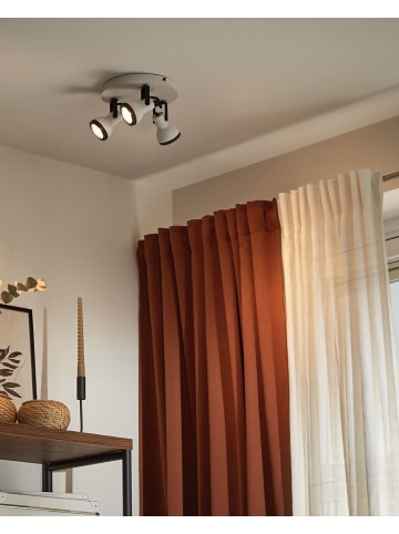 Beliani Deckenleuchten BARO in Weiß/Schwarz - (W) 21 x (H) 12 x (L) 21 cm