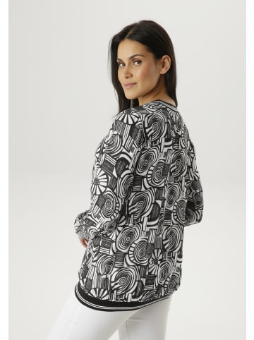 Aniston SELECTED Shirtbluse in schwarz-wollweiß