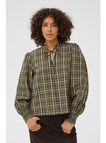 Kaffe Langarm-Bluse KAchris Regular fit in Green Check
