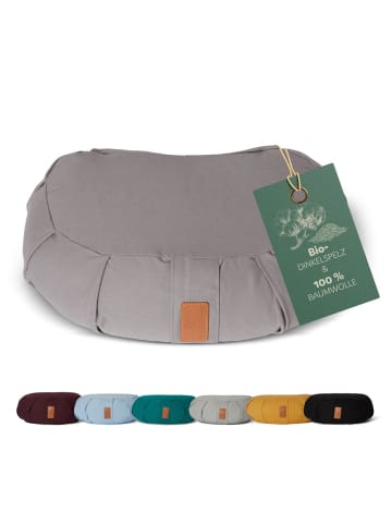 DoYourFitness Yoga-Kissen Ganesh gefüllt Dinkelspelz grau Halbmond grau