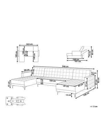 Beliani 3-tlg Modulsofa ABERDEEN in Beige/Schwarz