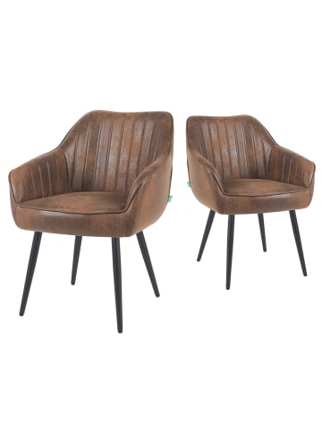 DUBI Möbel 2er-Set: Esszimmerstuhl Mika-Bela in Braun - (B)60 x (H)82 x  (T)61 cm