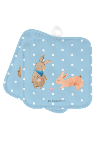 Topflappen Hasen Muschel ohne Spruch in Blau Pastell
