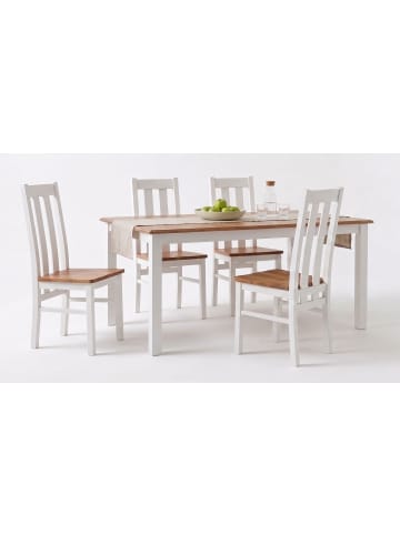 Feldmann-Wohnen Esszimmer-Set Belluno Elegante 5-tlg. Kiefer Weiß/Eiche geb. 150-197/93/96cm