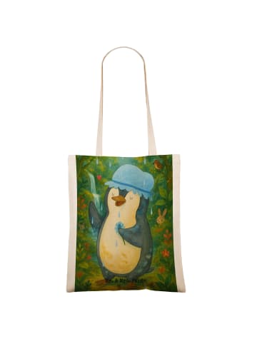 Mr. & Mrs. Panda Tasche Pinguin Duschen Design ohne Spruch in Weiß