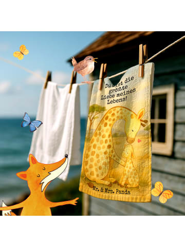 Mr. & Mrs. Panda Gästehandtuch Giraffe Kind Design mit Spruch in Weiß