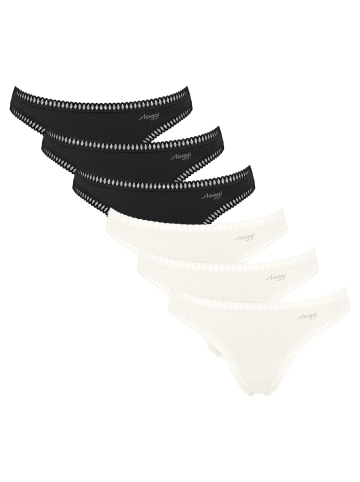 Sloggi String 6er Pack in Schwarz/Weiß