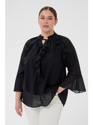 KAFFE curve Langarm-Bluse KCflori A-shape in Black Deep