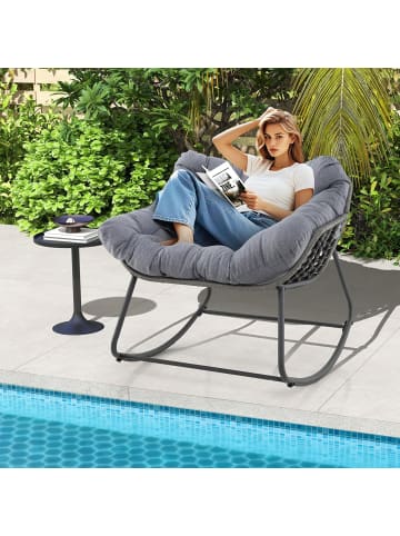 COSTWAY Schaukelstuhl Garten mit abnehmbarem Kissen in Grau