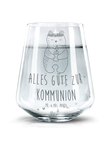 Mr. & Mrs. Panda Wasserglas Bär Kommunion mit Spruch in Transparent